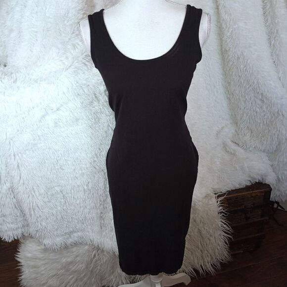 DEREK HEART BLACK TANK BODYCON DRESS SZ.1X EUC - Picture 2 of 8